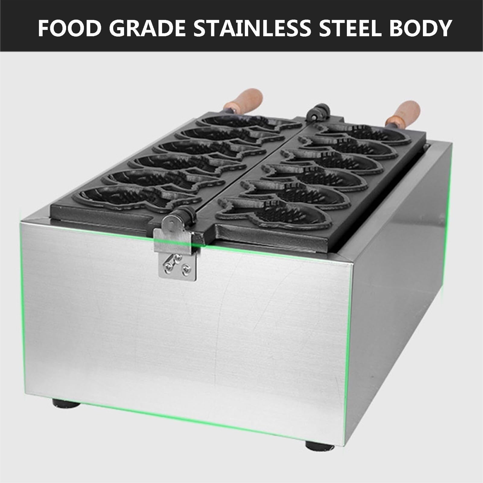 Máquina Comercial para Hacer gofres Taiyaki, 3KW 6 Piezas, máquina Antiadherente para Hacer gofres japoneses Tipo pez con Control de Tiempo y Temperatura, máquina eléctrica para ho,