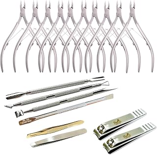 Ben Thanh Nipper Professional Manicure Tool Set – 10× KD-07 Stainless Steel Cuticle Nippers, SD507 / SD510 / SD516 / SD518 Cuticle Pushers, 2× BM02 Curved Nail Clippers, Tweezers 405 & 408