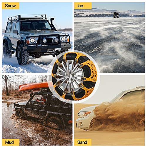 soyond Snow Chains Car Anti Slip Snow Tire Chains Adjustable Anti-Skid Chains Car Tire Snow Chains for Car/SUV/Trucks - Thumbnail 3