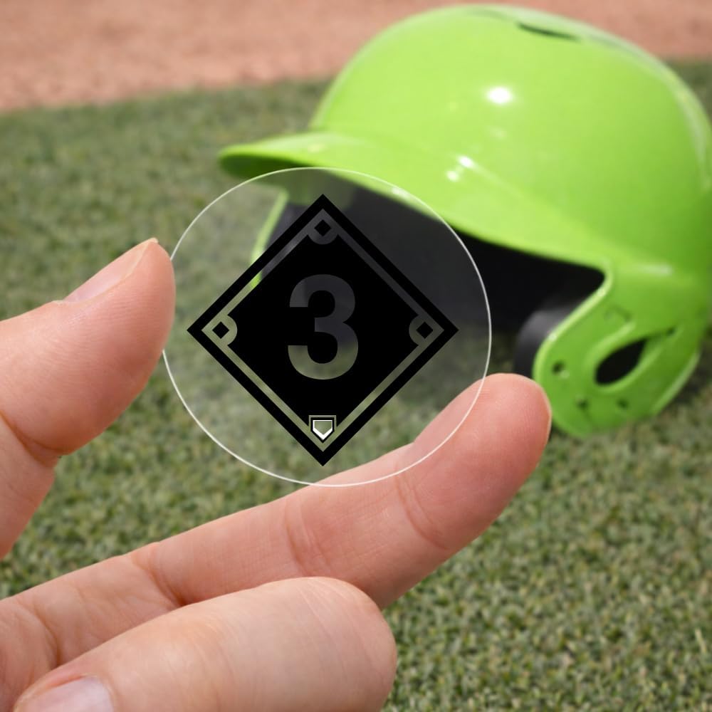3rd Base Award Decals (Black on Clear) - 1 1/8" Circle - 100 Total Stickers (4 Sheets of 25) – 20 Mil Heavy-Duty Vinyl with Strong 3M Adhesive – Pro-Grade Punch-Out Stickers - Baseball - Softball