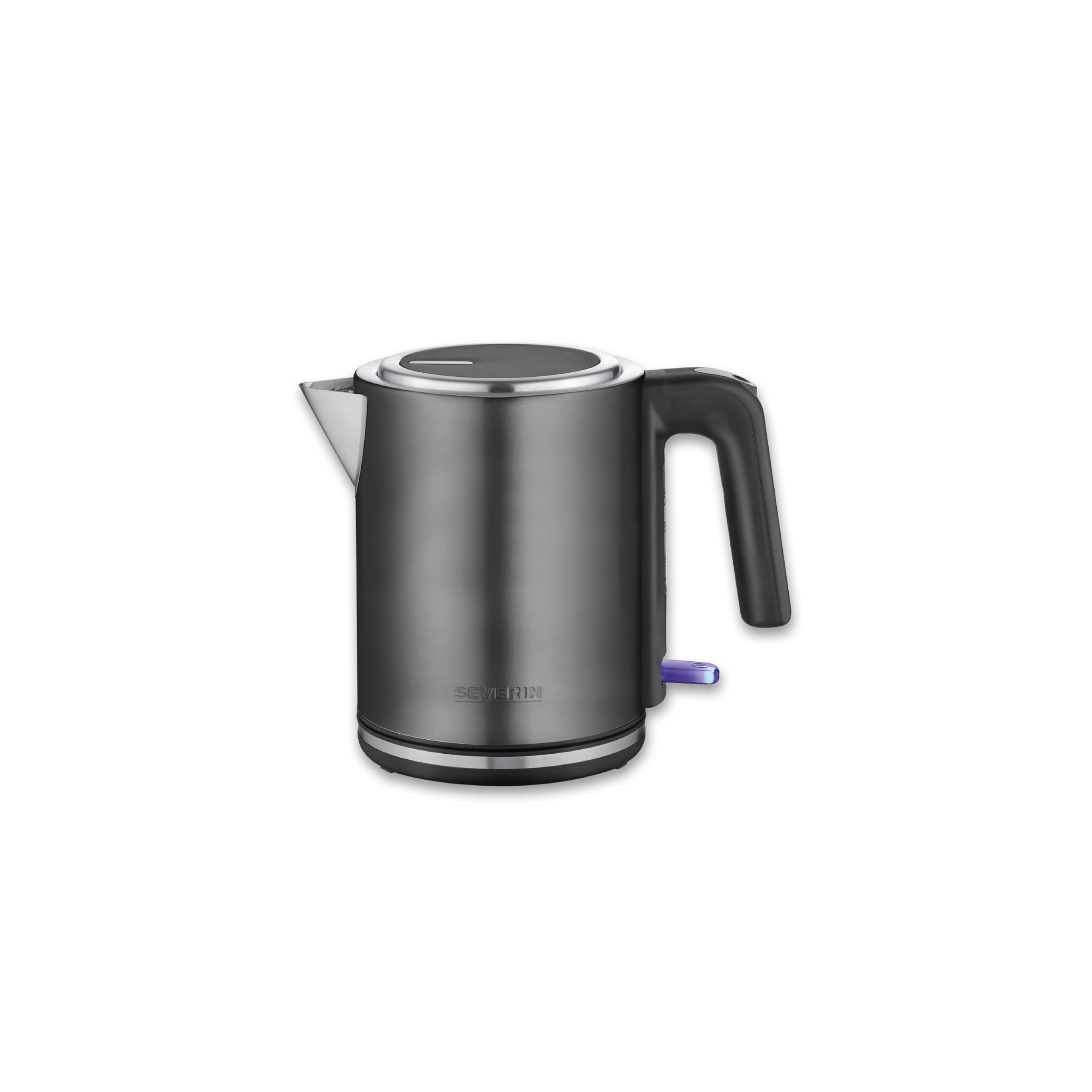Severin Wasserkocher mit Fast-Boil-Power und Kalkfilter, 1 L Fassungsvermögen, Einhandbedienung, Teekocher mit 360° drehbaren Sockel, dark inox, schwarz, Edelstahl, 2400 W, WK 9342