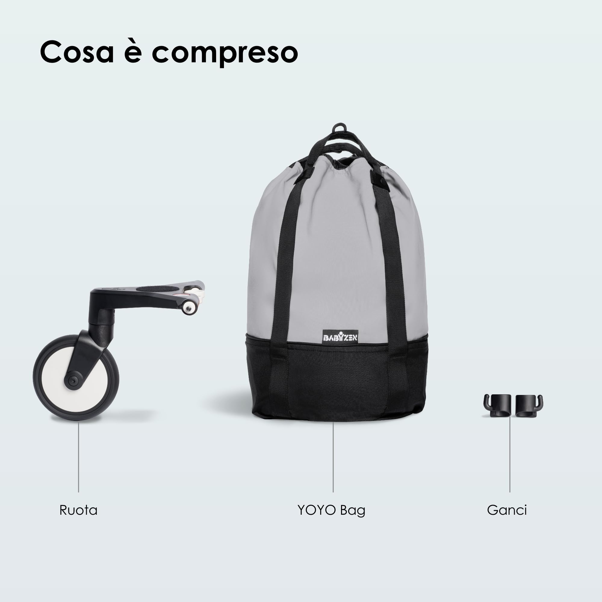 Borsa BABYZEN YOYO - Per uno spazio addizionale sul passeggino YOYO2 - Include una base robusta, ruote e ganci