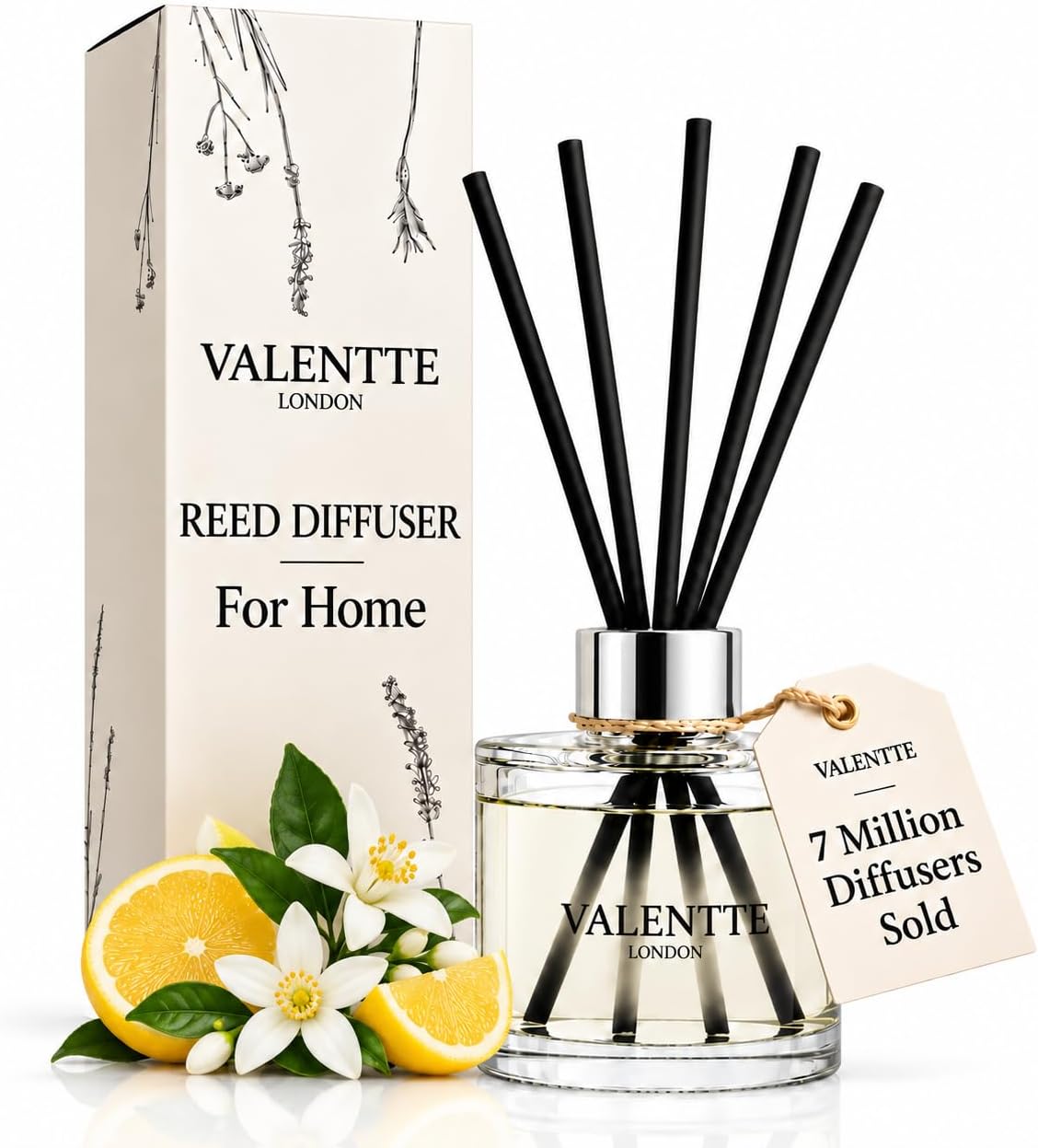 Valentte Reed Diffuser for Home- White Neroli & Lemon Scented- 100 ml