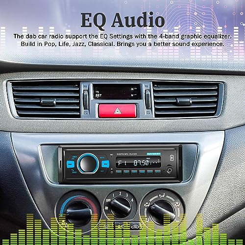 DAB Car Radio Single Din Car Stereo with Bluetooth 5.0/EQ Audio/BT Call/FM Radio/USB Charging/Button Light/TF SD Card Port/AUX-in - Image 4