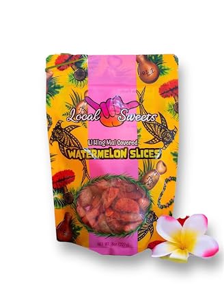 شرائح الحلويات المحلية Li Hing Mui Watermelon ، حلوى هاواي 8.0 ، أونصات