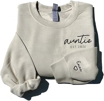 GODMERCH Custom Embroidered Aunt Shirt, Funtie Auntie Sweatshirt For Women, Gifts for Aunt Mothers Day Christmas