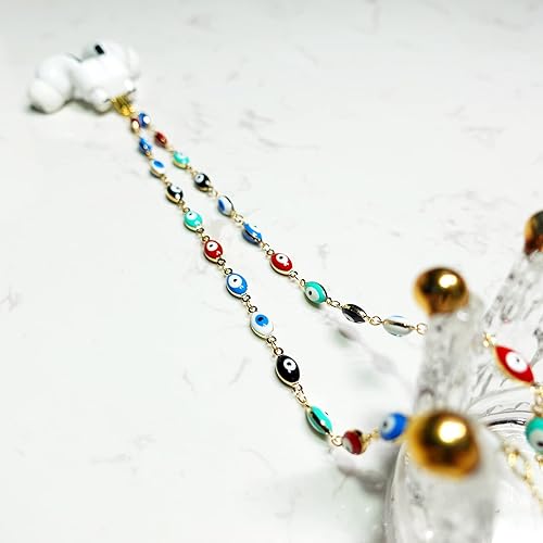 Miniatura 2 de Cadena magnética antipérdida para mujer, cadena de cuentas de ojo dorado compatible con Airpods Pro, 1,2 3