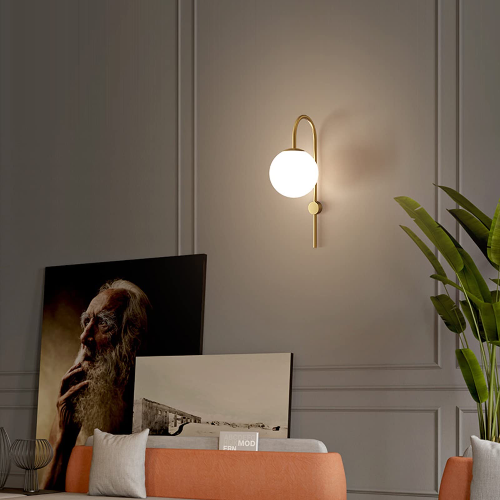 Lámparas de pared compatibles con sala de estar - Lámpara de pared para dormitorio Lámpara de noche Lámpara de pared de vidrio con personalidad - Pasillo Escalera Sala de estar Aplique de pared de