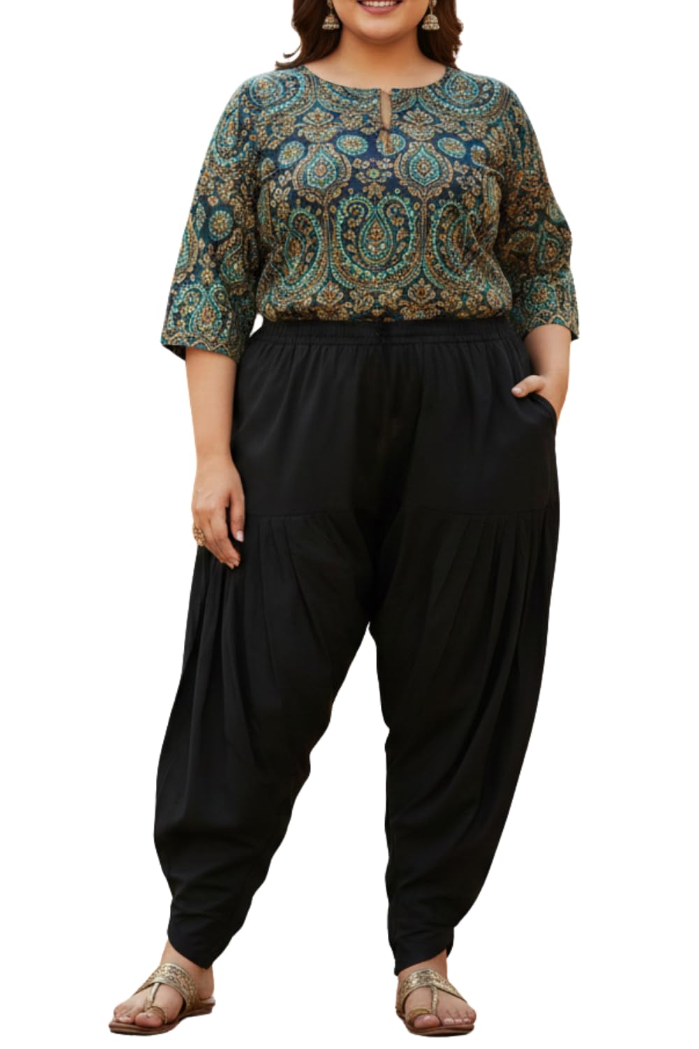 Women's Soft Viscose Rayon Dhoti Pant with Side Pocket, Elastic Waist & Drawstring Plus (XL, XXL, 3XL)-picture-49