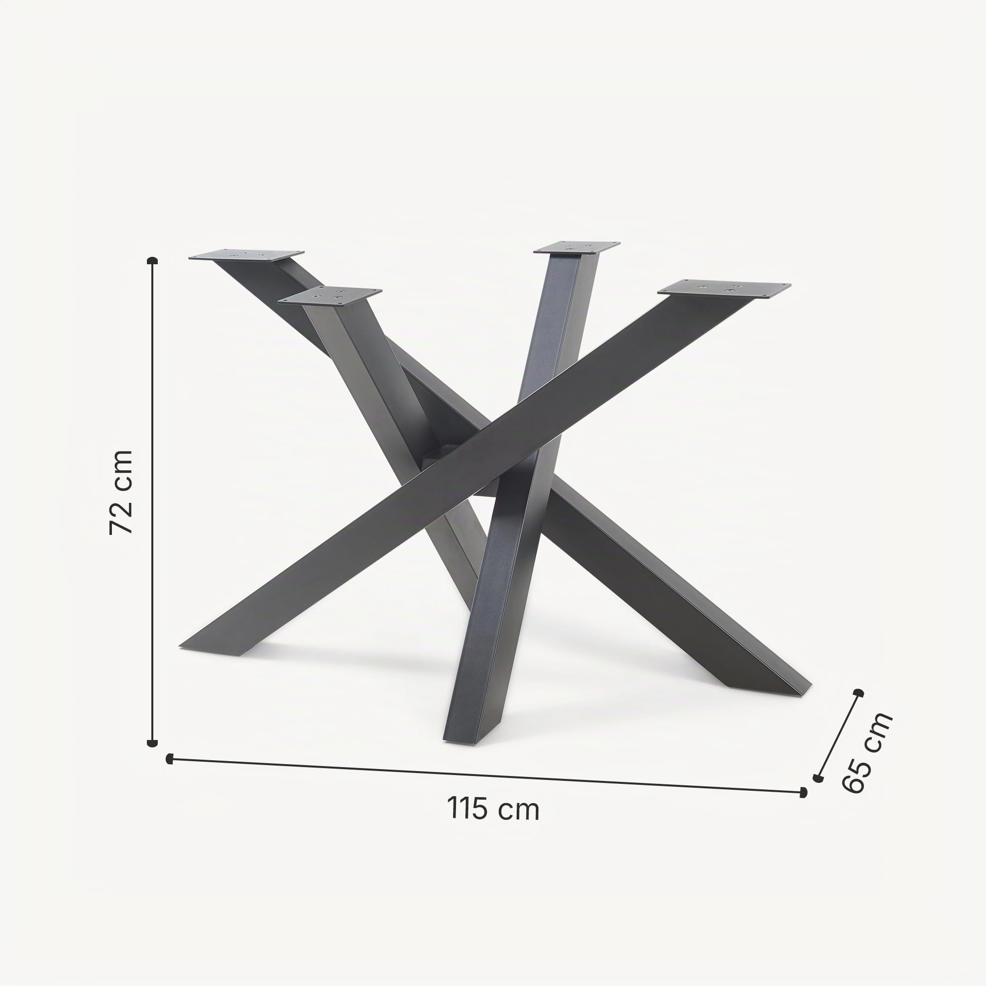 [en.casa] Pata para Mesa de Comedor Umala DIY en Forma de Estrella Tipo Araña Patas para Muebles Armazón Acero 115 x 65 x 72 cm - Negro