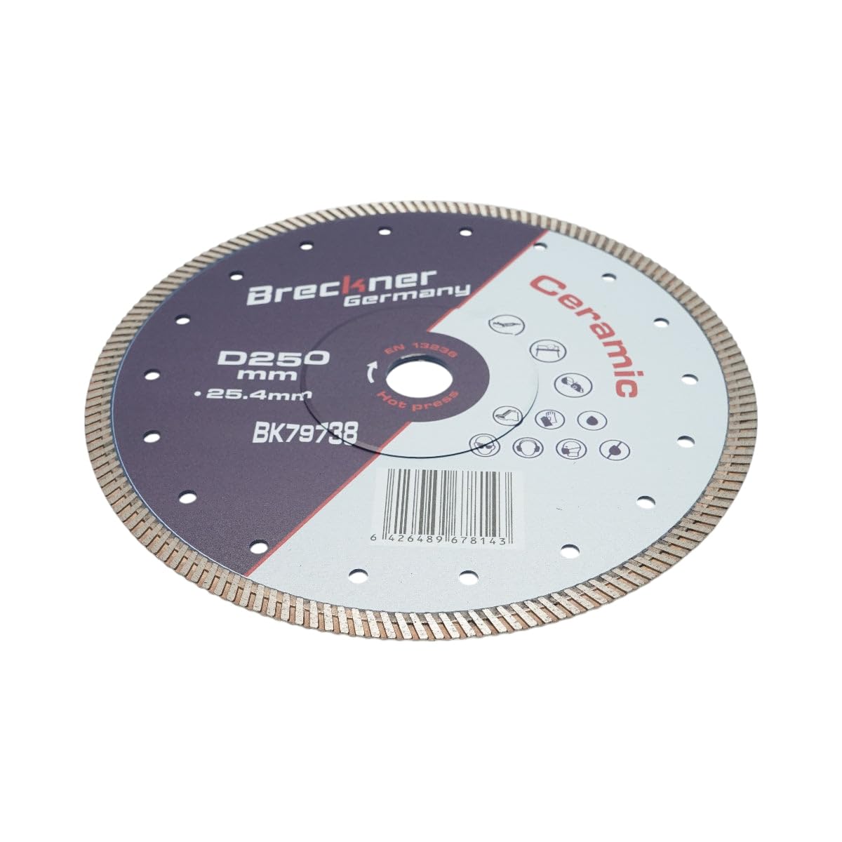 Disco diamantato turbo 250x25,4 mm, segmento 10 mm per piastrelle