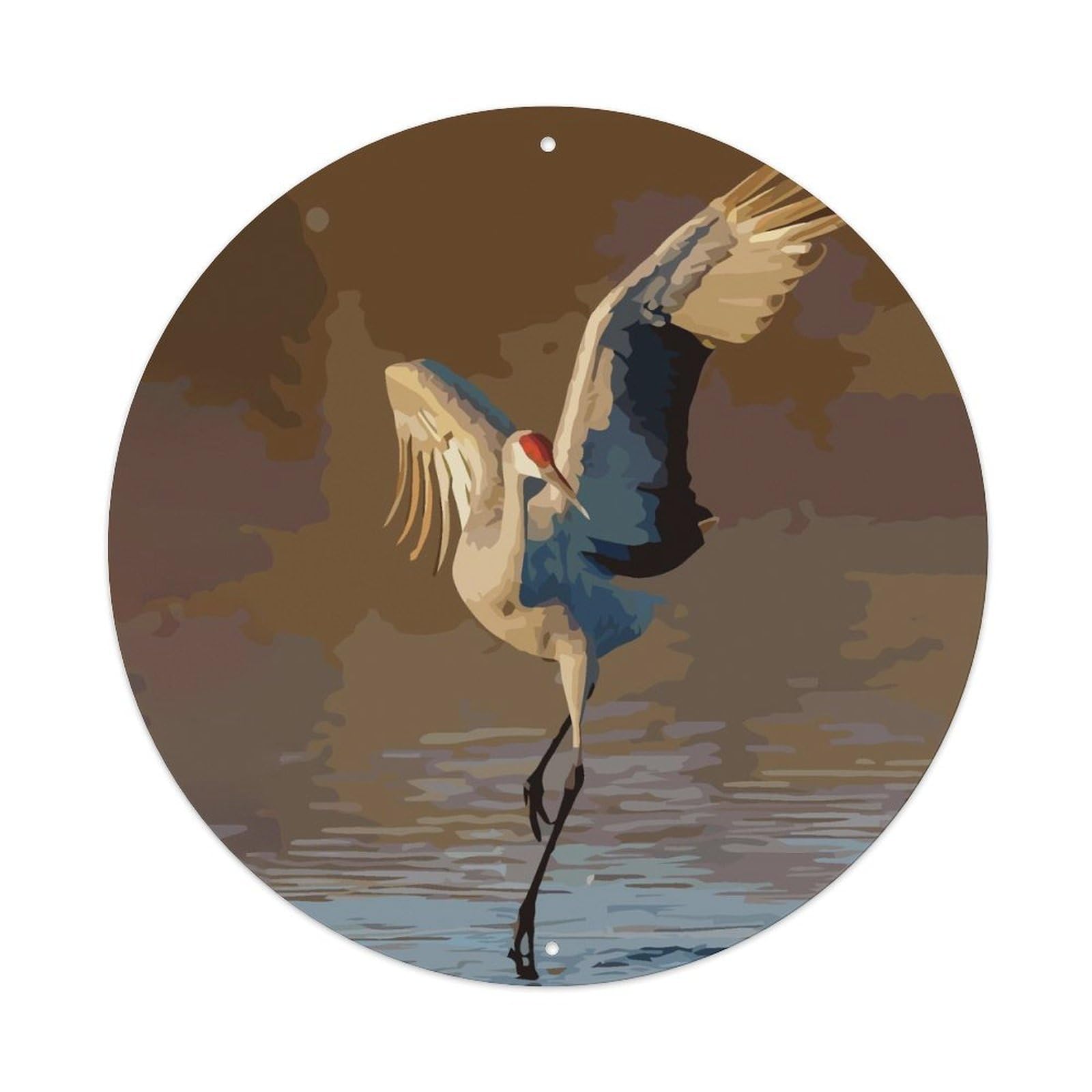 Animal Birds Artwork Independent American Crane Vintage Metal Tin Sign Plaque Wall Decor for Cafe, Club Bar, Office, Garden Metal Poster 8x8Inch