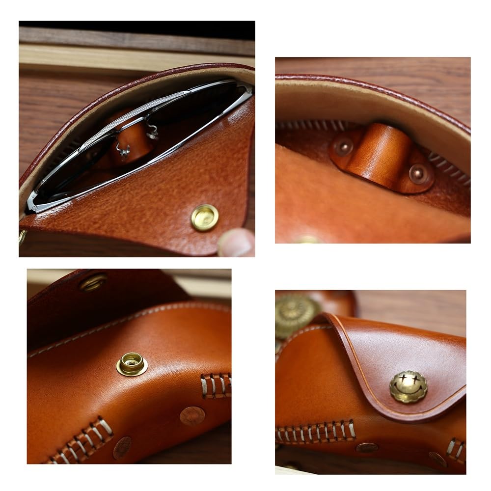 Minimalistyczne skórzane etui na okulary przeciwsłoneczne, skórzane etui na okulary w stylu retro - Etui na okulary Elastyczne etui na okulary przeciwsłoneczne Wąskie etui dla mężczyzn i kobiet (Grey