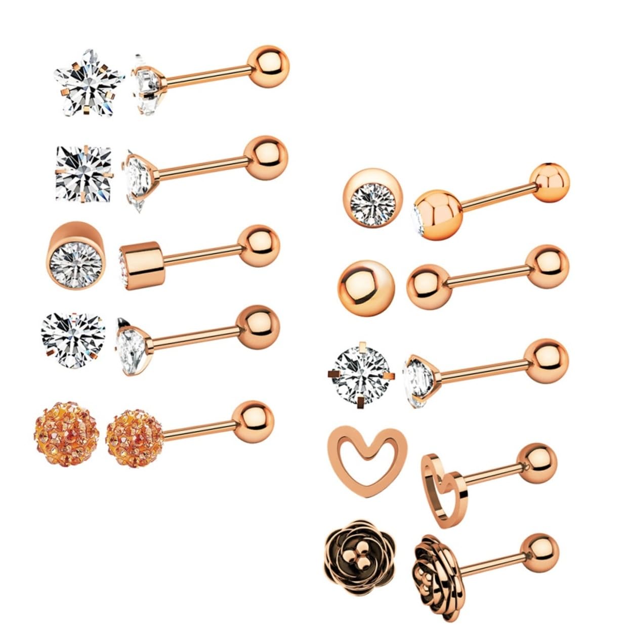 SOIMISS 20pares Conjunto Joyería Unisex Piercings De Acero Inoxidable Incluye Anillos De Cejas Pendientes De Zircon y Clavos Para Labios Para Uso Diario y