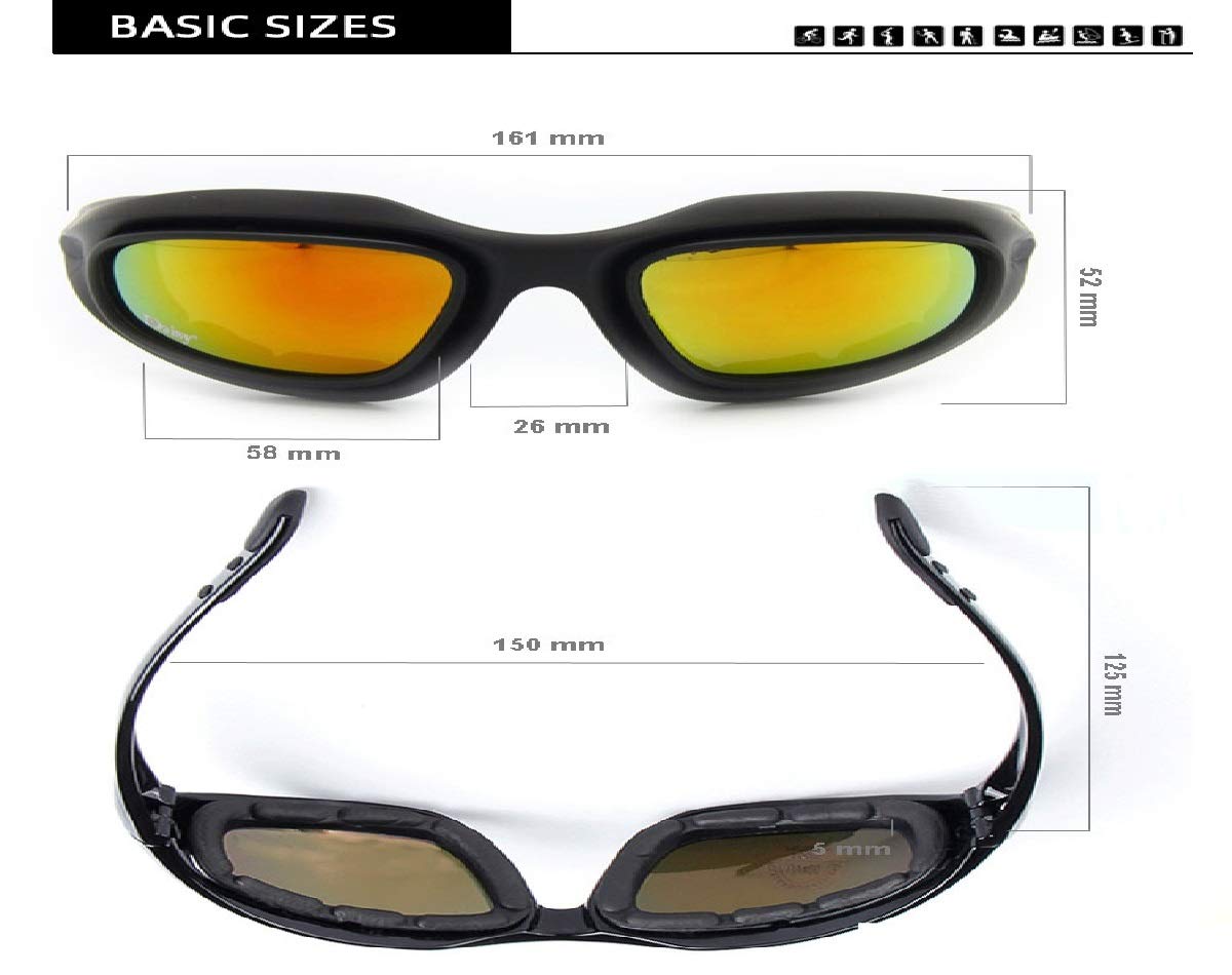 GALAXYLENSE Air Soft Sport Military Eye Protection Glasses - Baseball High Impact Resistant Sunglasses - Motorcycle Glasses - Provide Polarized UV Protection & Comfort - 4 Polycarbonate Lenses - Image 5