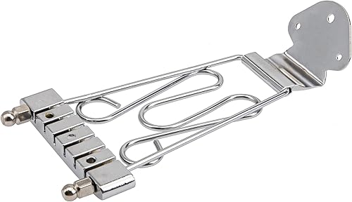 Vista 9 de 1 puente de guitarra trapecio Yootones de 6 cuerdas con tornillos compatible con guitarras eléctricas Jazz Archtop (negro)