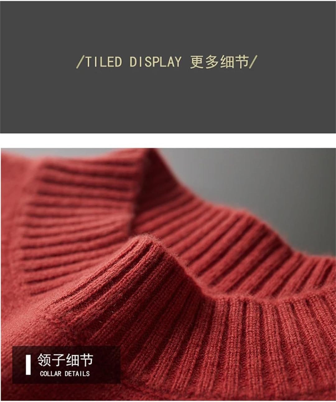 Men Cashmere Sweater Half-High Neck Jacquard Pullovers Thicken Solid Wool Knit Base Shirt