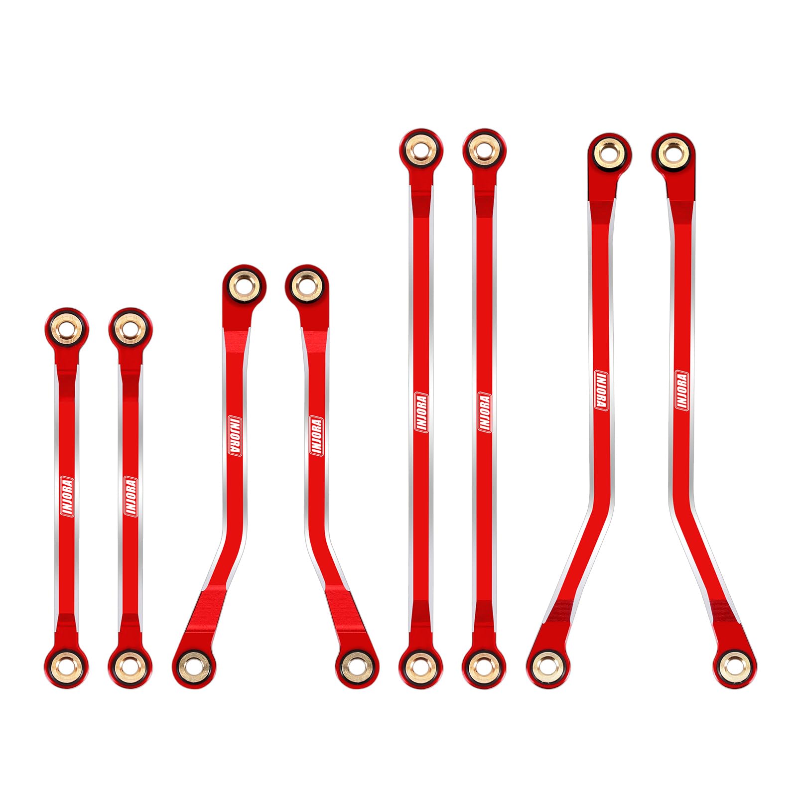 INJORA High Clearance Links Set - CNC Aluminium Chassis Link for TRX4M High Trail K10 F150 Upgrade 1/18 RC Crawler(Red)