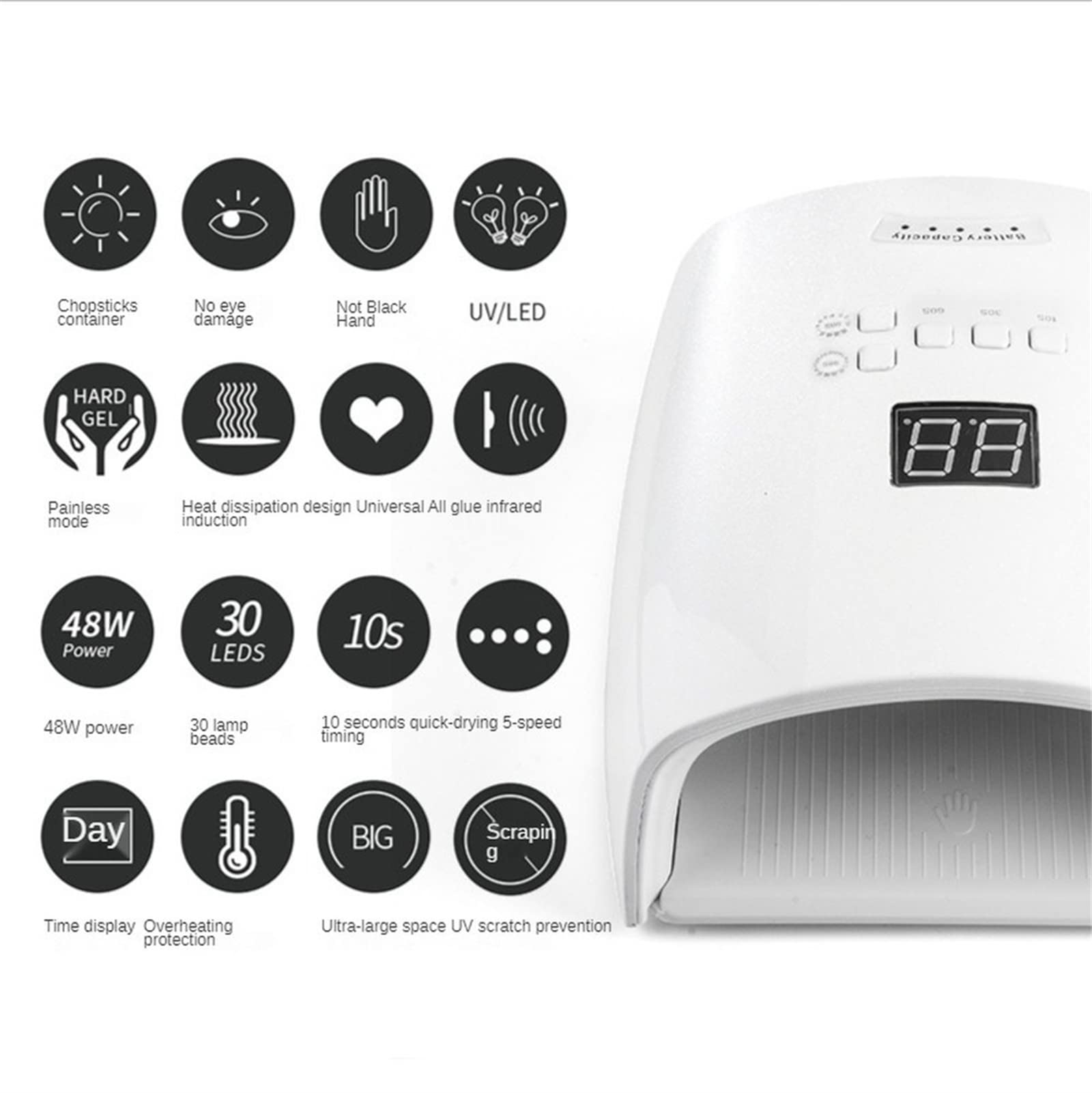 Akumulatorowa lampa UV do paznokci, bezprzewodowa lampa do paznokci 48 W, lampa do paznokci LED 7800 mAh Bateria do suszenia paznokci Pedicure Manicure Światło Lampa UV do paznokci żelowych