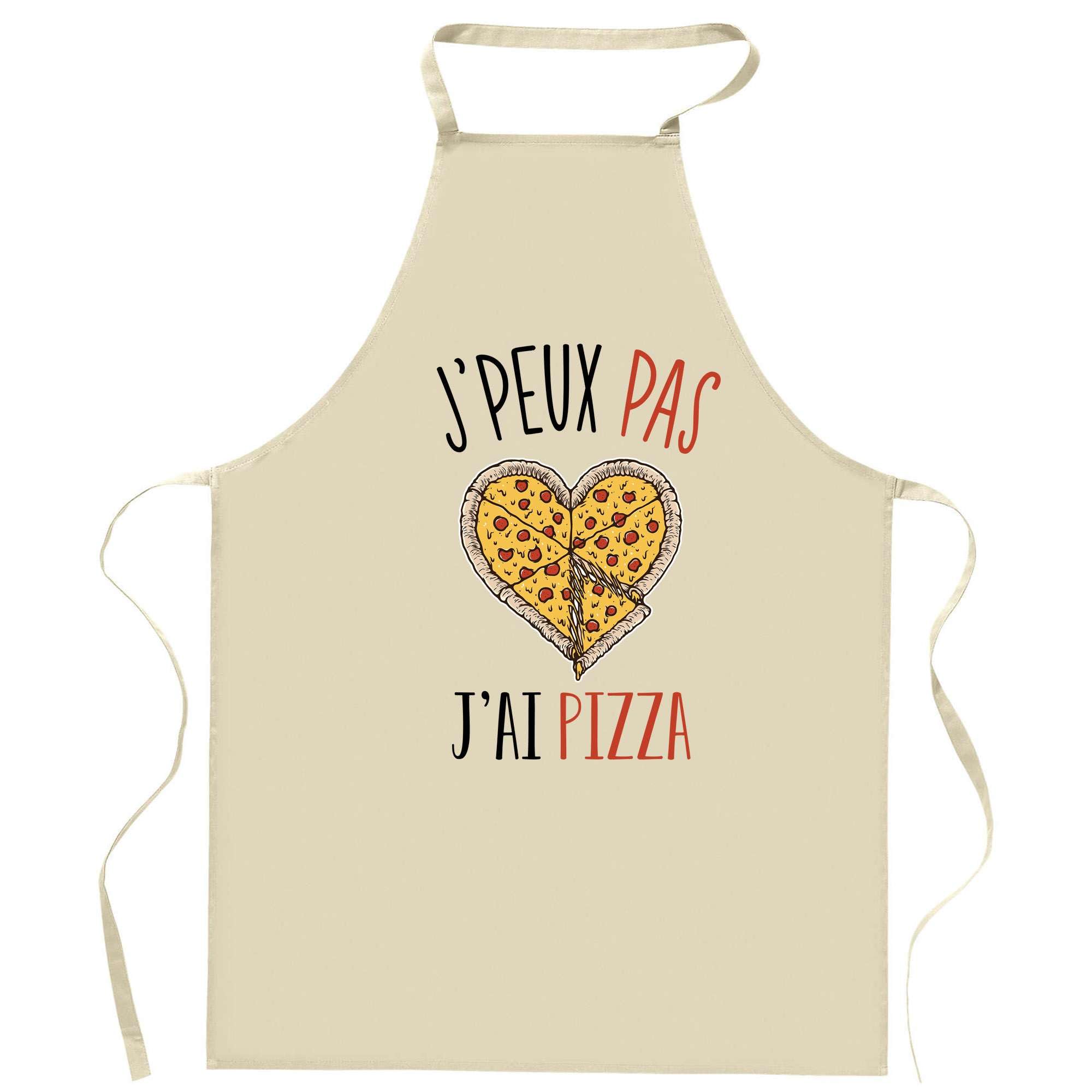 Planetee - Delantal de cocina para pizza J'peux | Regalo original para apasionados, ropa protectora para barbacoa, jardinería, delantal de trabajo, tareas domésticas, beige, Talla única