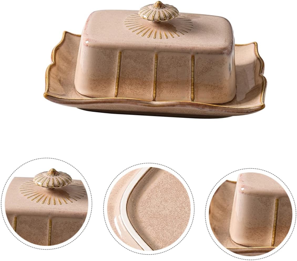 Ceramic Butter Plate with Lid Elegant Dessert Holder for Home Use and Safe Kitchen Gadget for Serving Butter and Snacks Stylish Storage