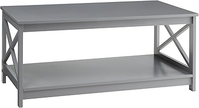 Convenience Concepts Oxford Coffee Table with Shelf, Gray