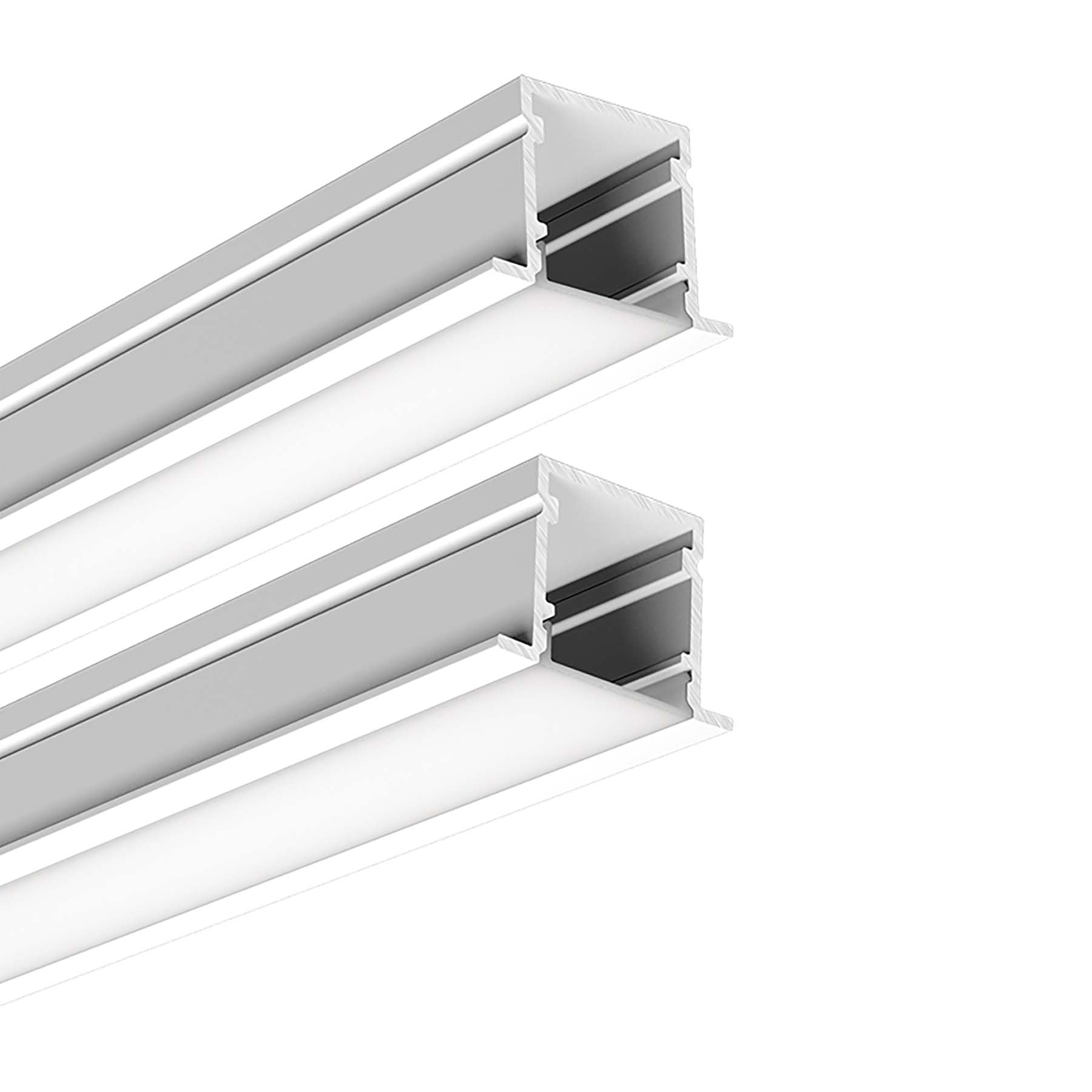 G.W.S® Recessed LED Profile, 2-Pack Aluminium Channel for LED Strip Light, 2 Metres 28mmx20mm (177-Y2820) — image 1