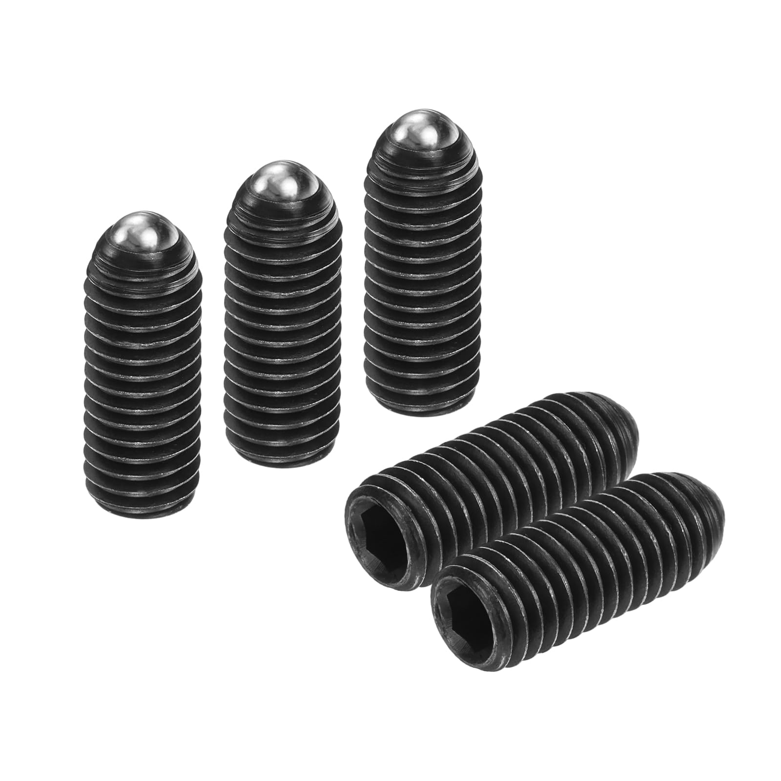 sourcing map 10pcs Screw Thread Ball Plunger M8 x 20mm, Black