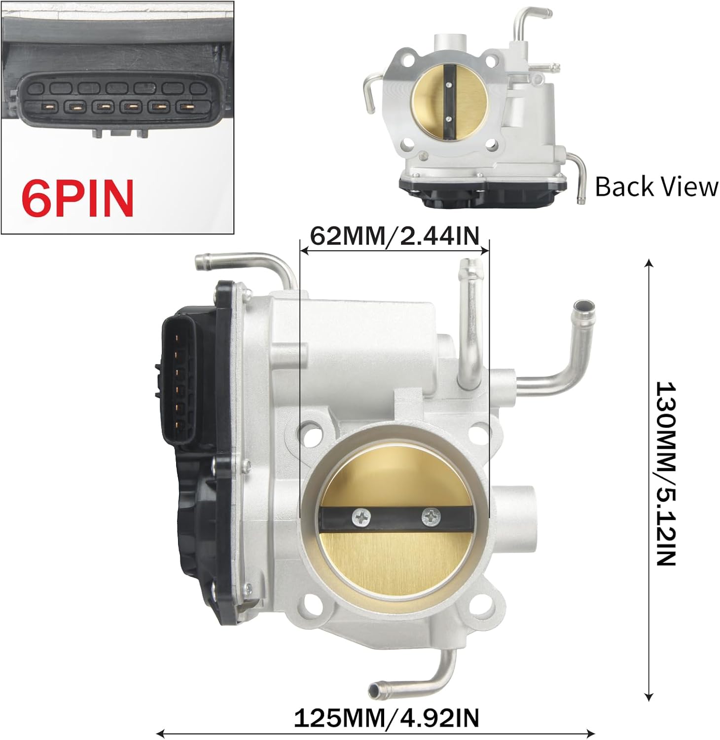 22030-28070 Throttle Body Assembly Replacement for Camry 2007-2011 Corolla 2009-2012 Matrix 2009-2013 RAV4 2006-2008 Solara HS250h tC xB Vibe 2.4L L4 with 4 pipes
