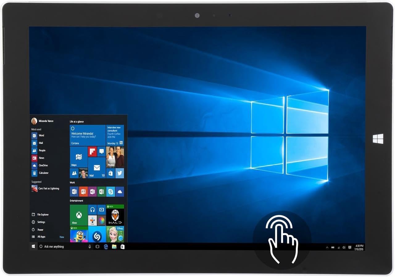 Microsoft Surface 3 Tablet, Intel Atom x7 x7-Z8700, 1.6 GHz, 4 GB, 64 GB SSD, Windows 10, Silver, 10.8"
