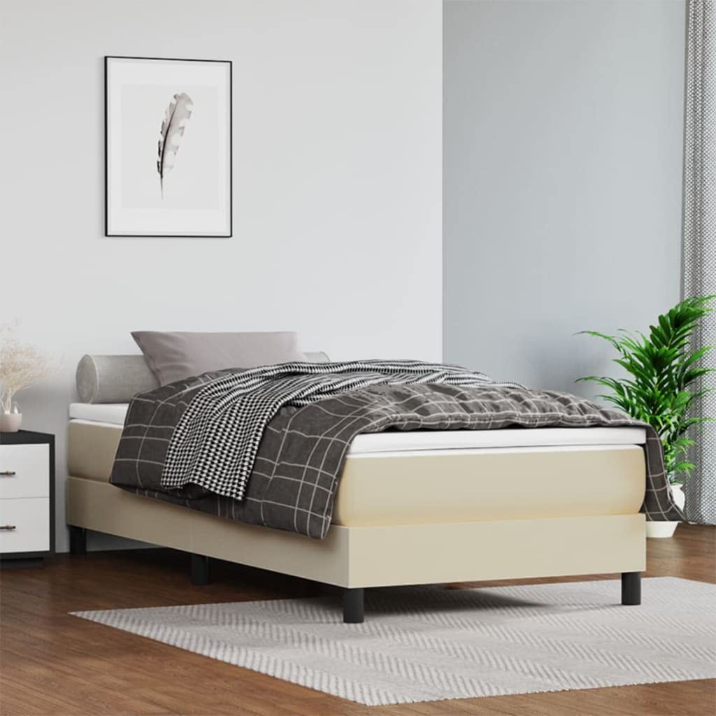 Materasso a molle insacchettate, medio, crema, 90 x 190 x 20 cm, in ecopelle, con rivestimento traspirante, ergonomico, per chi dorme sulla schiena e sulla pancia, lavabile, comodo per