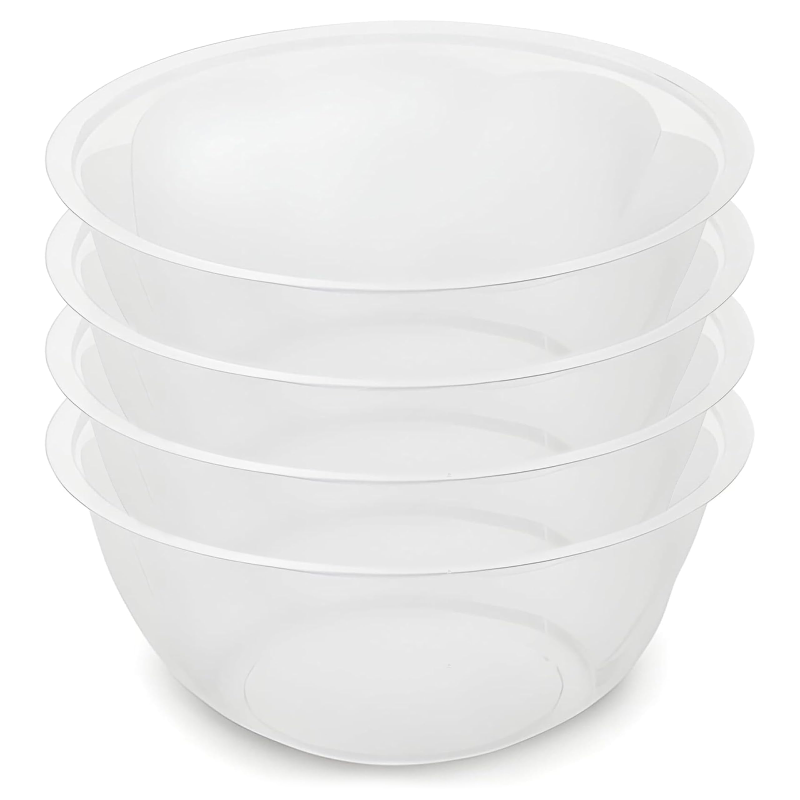 Ploutos World Wide Multi Pack Clear BPA-Free Plastic Mixing Bowl Set – Durable, Lightweight Nesting Kitchen Bowls 7L, 4L, 2.5L & 1L for Mixing, Baking, Cooking & Serving (4, 2.3L)