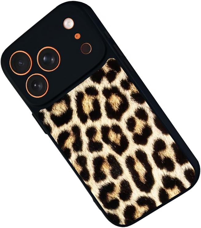 Apple iPhone 17 Pro Max ile Uyumlu Leopar Desenli Siyah Silikon Kılıf, Şok Emici Koruyucu Kapak