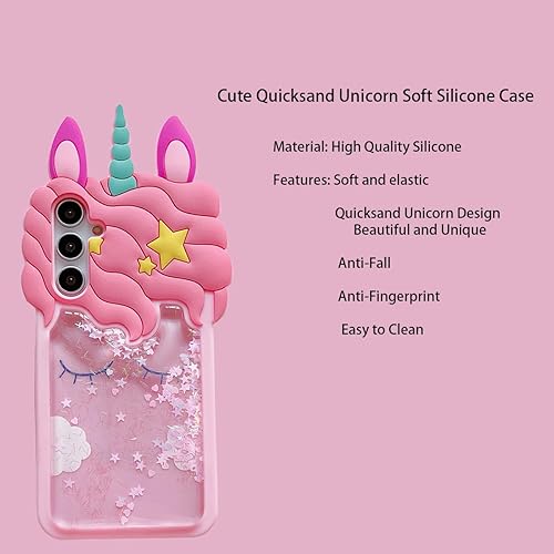 Miniatura 20 de Quicksand - Funda de silicona suave para Samsung A14 5G, diseño de dibujos animados en 3D, diseño de unicornio y arena movediza Samsung A14