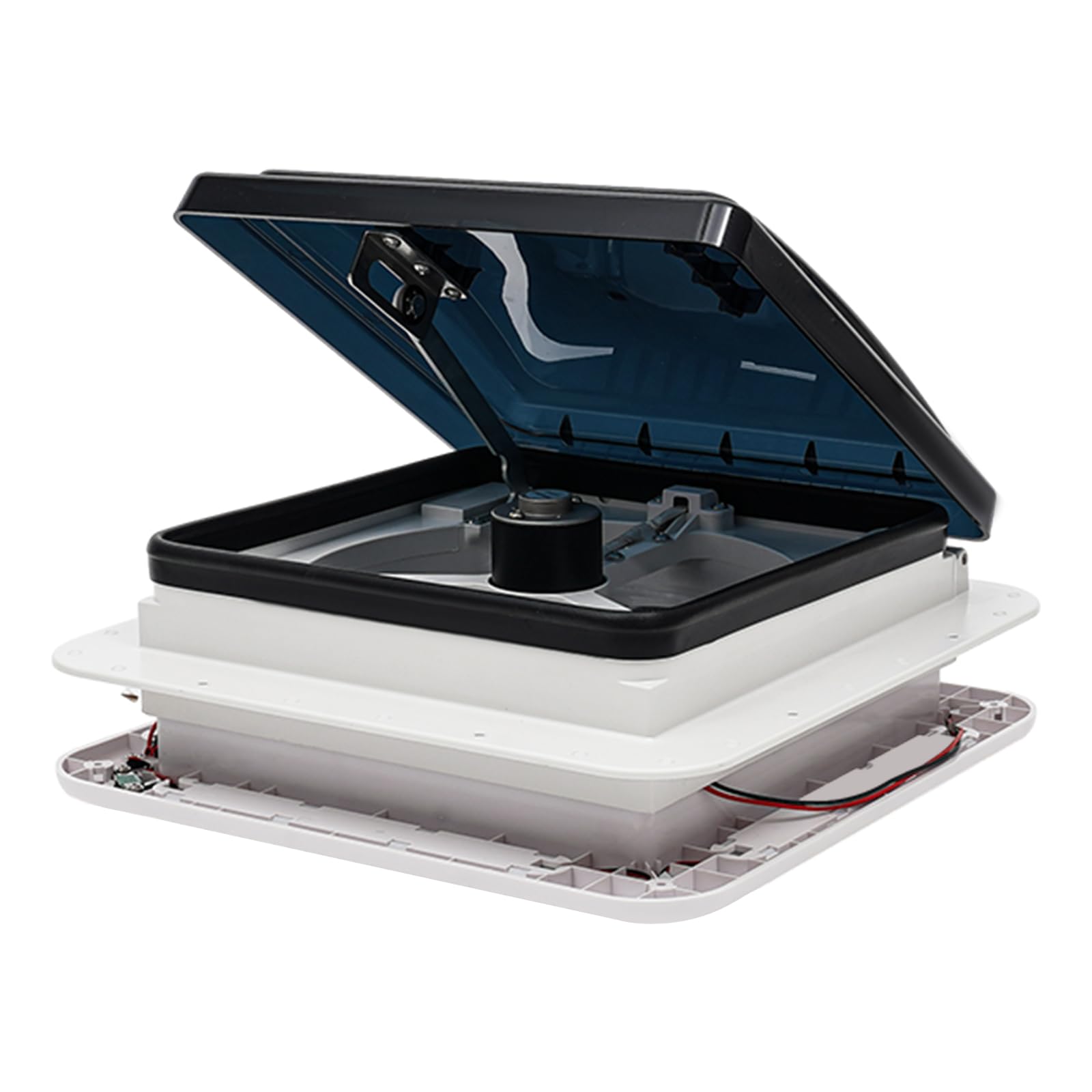 Ventilador para vehículos recreativos, ventilación para autocaravanas, ventilador de techo, LED integrado, resistente al agua IP68, 12V, 10 aspas reversibles, iluminación interior, protección contra