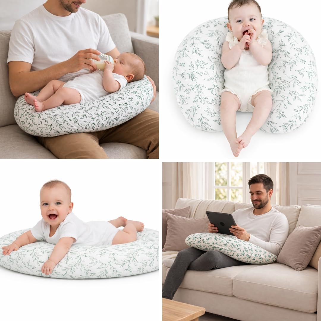 Cuscino allattamento con 2 mussoline - Cuscino allattamento OEKO TEX - Cuscino allattamento fodera rimovibile lavabile - Cuscino allattamento - Cuscino allattamento gravidanza Pregnancy Pillow Cuscino