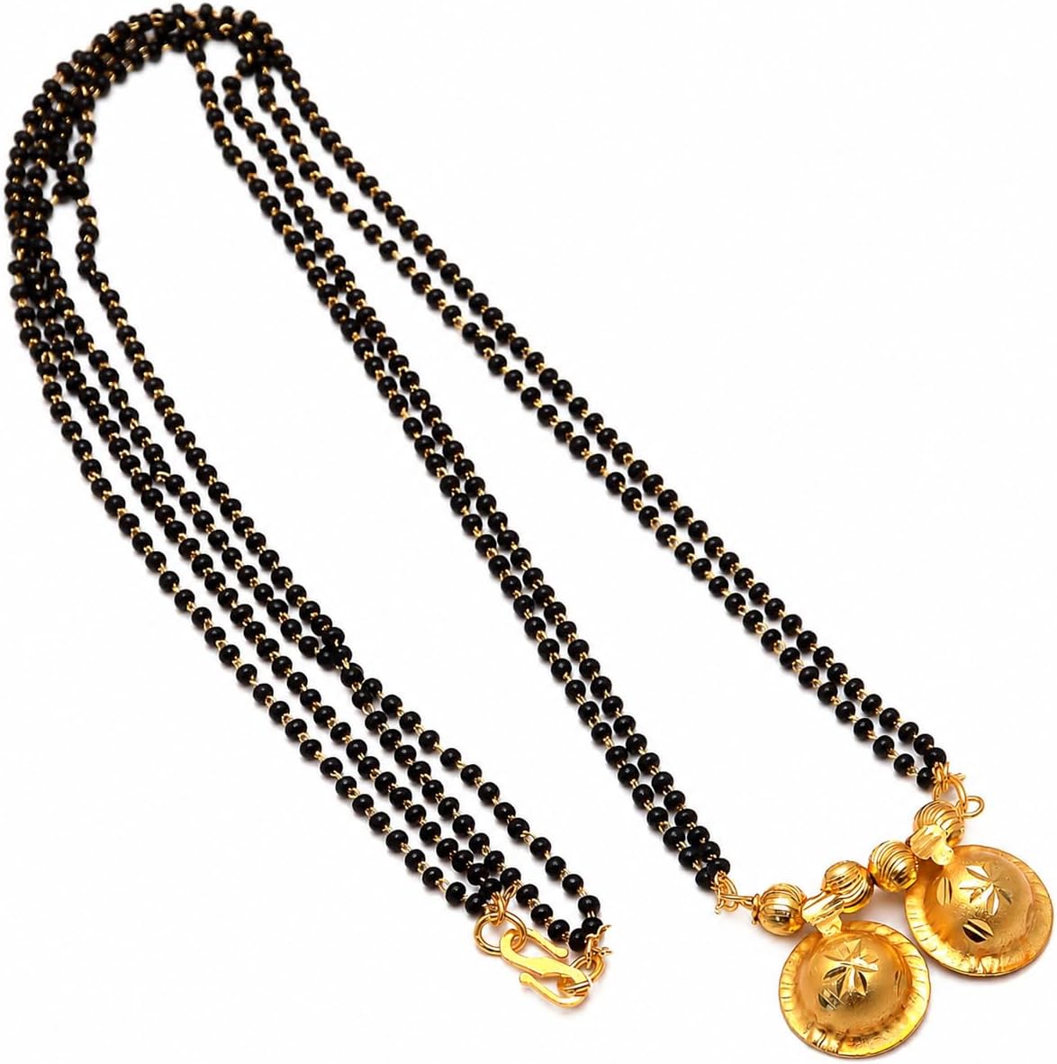Mandi Mangalsutra for Women, CZ Multi-Stones Gold-Plated Pendant, Black Crystal Beaded Chain, Traditional Indian Jewelry Necklace for Weddings, Festivals, Gifts - Elegant Mangalsutra Necklace