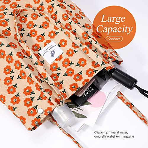 Large Corduroy Tote Bag Orange