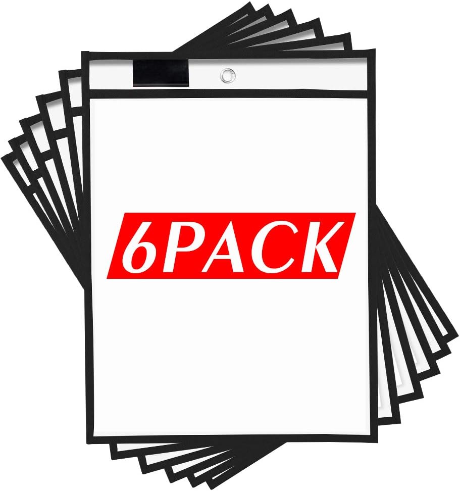 Dry Erase Pockets Oversize 10x14 Pockets Reusable Dry Erase Board Sleeves Black Worksheet Sleeves Perfect for Classroom Organization Ideal for Office and School Work,6 Pack