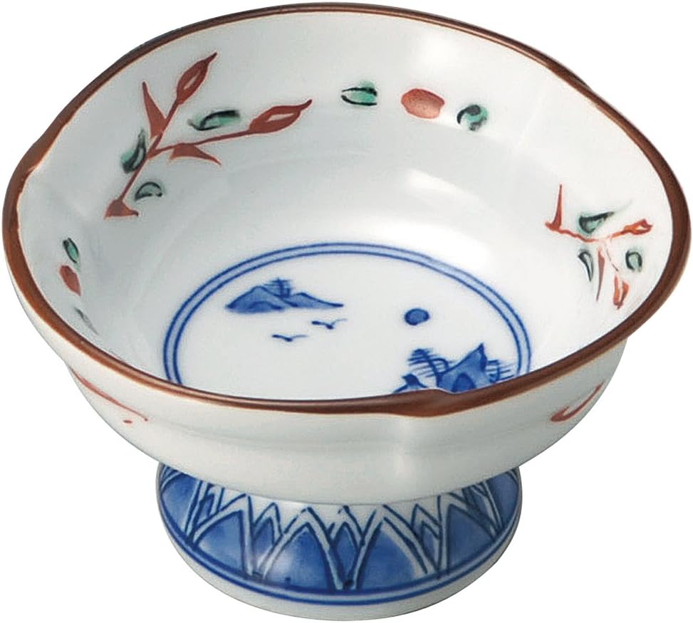 Yamashita Kogei 14121000 Red Picture, Kyoyamizu Chiyoguchi φ3.3 x 2.0 inches (8.5 x 5 cm)