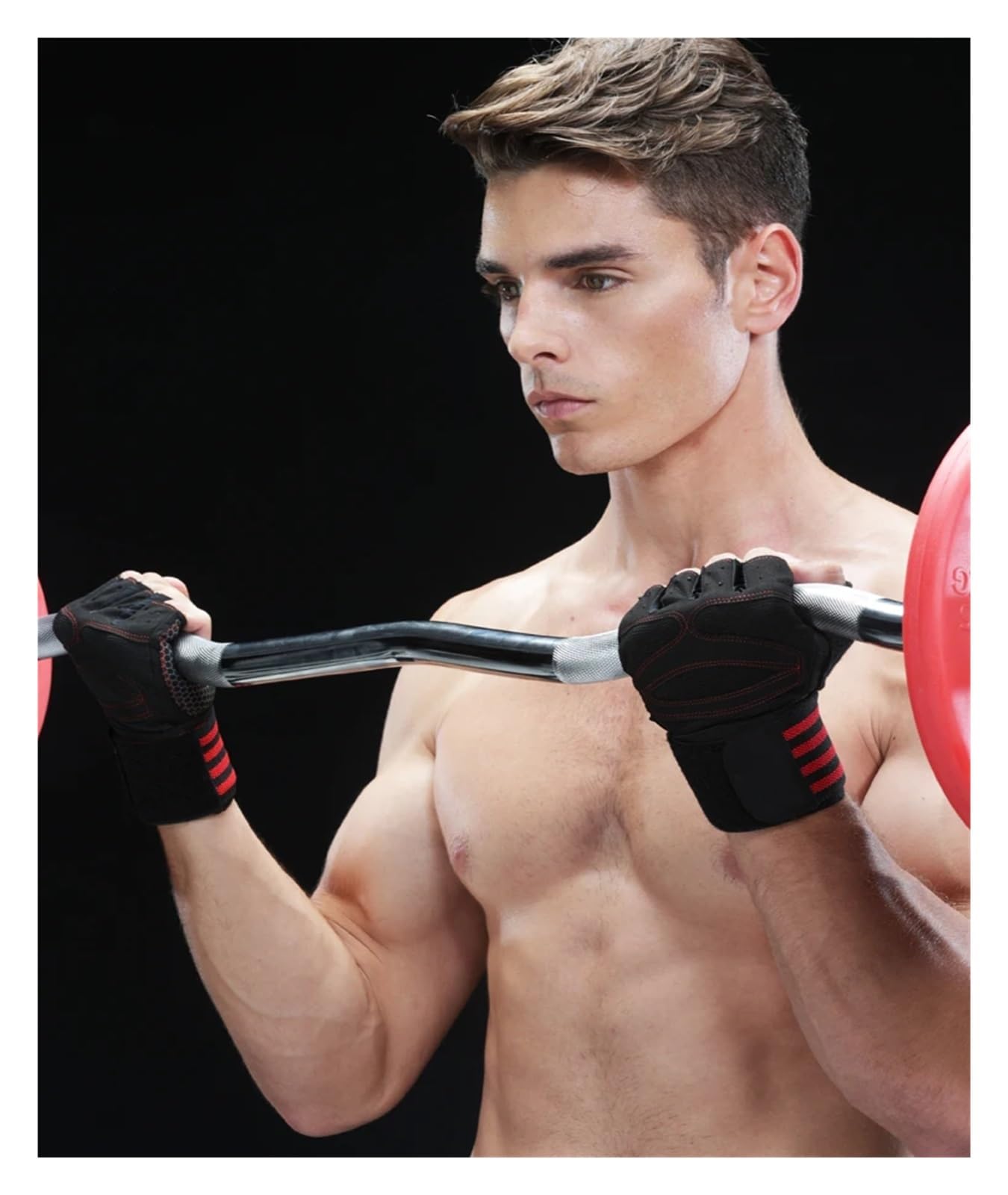 Guantes de entrenamiento de gimnasio para levantamiento de pesas con soporte par, transpirables y antideslizantes, protección completa de la palma para hombres y mujeres, guantes de gimnasio