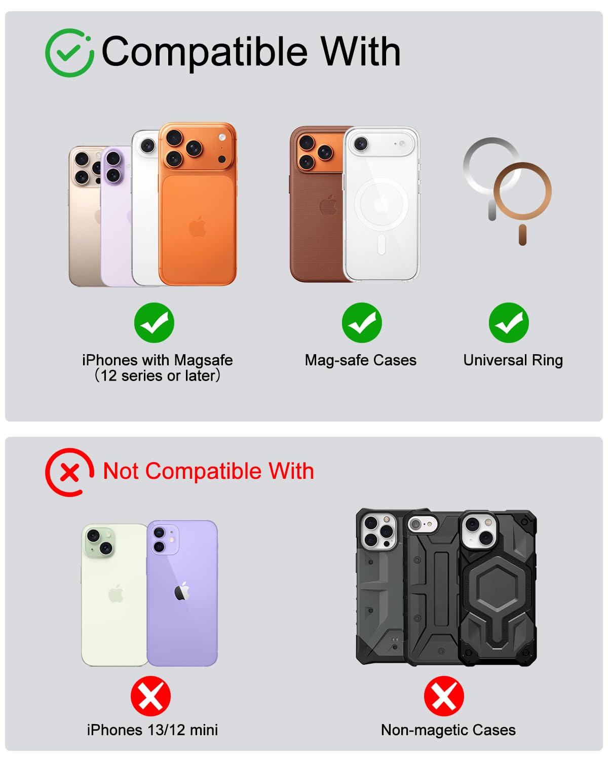 CASEBOT für MagSafe Wallet mit starkem Magnet & RFID-Schutz, schlanke Kartenhalterung aus PU-Leder für iPhone 17/16/15/14/13/12 Pro/Max/Plus, abnehmbares Klappetui für Damen und Herren, Schwarz