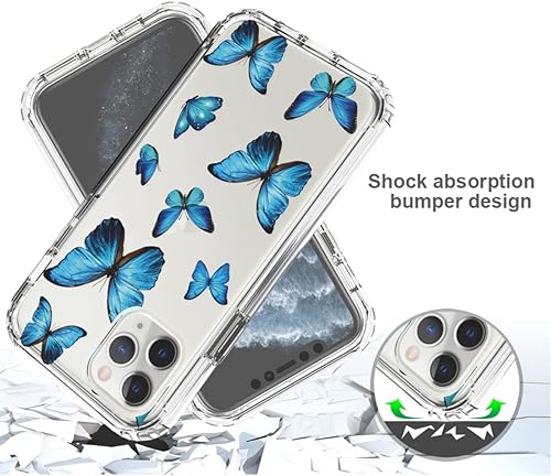 Miniatura 7 de Funda para iPhone 11 Pro con protector de pantalla de vidrio templado, cuerpo completo transparente floral TPU Slim Funda protectora para Apple