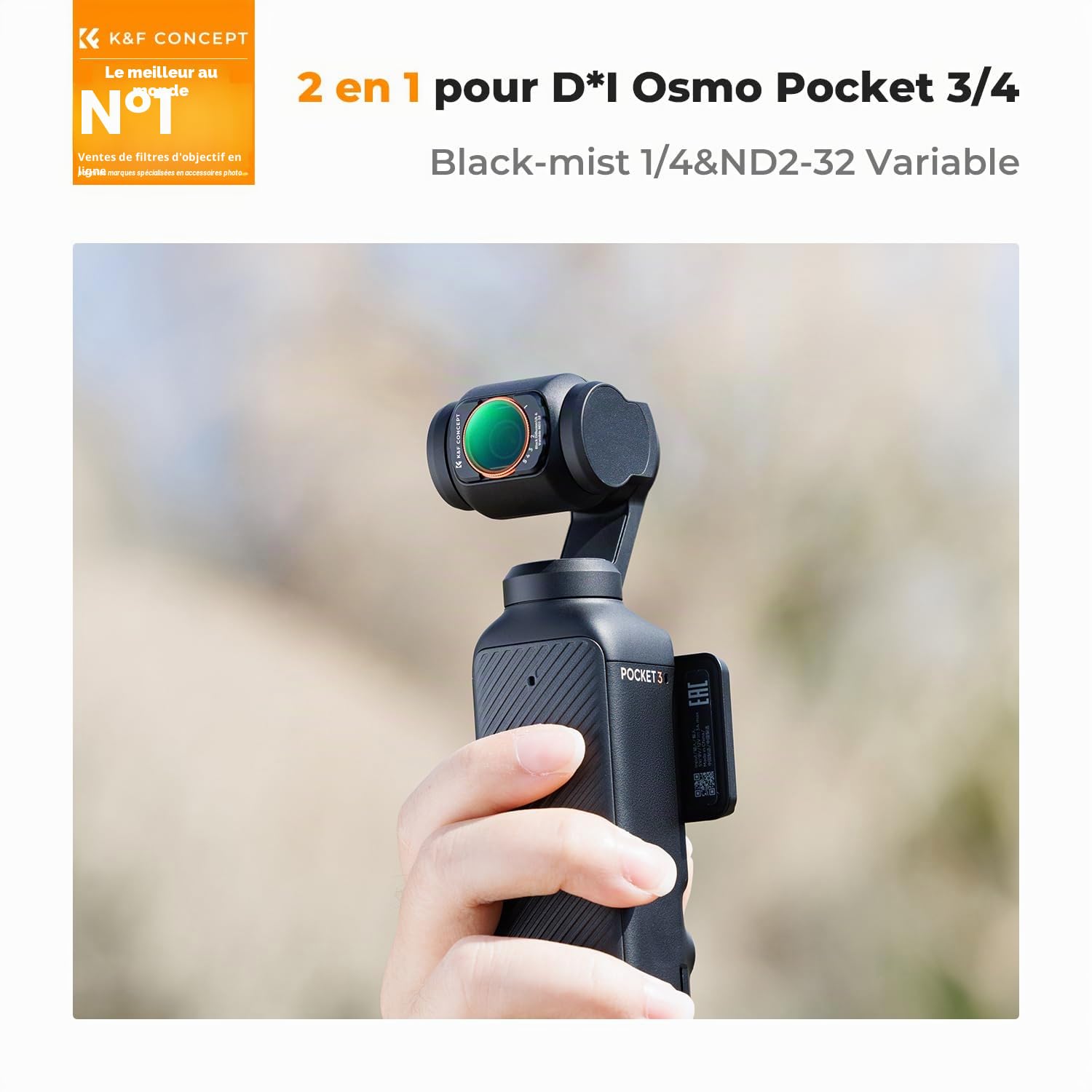 K&F CONCEPT Filtre Compatible avec DJI OSMO Pocket 3/4,Filtre ND2-32&Black-Mist 1/4 Magnétique et Film de Protection 2 en 1 Diffusion et ND Variable Nano-revêtements Étanche Anti des Rayures Léger HD