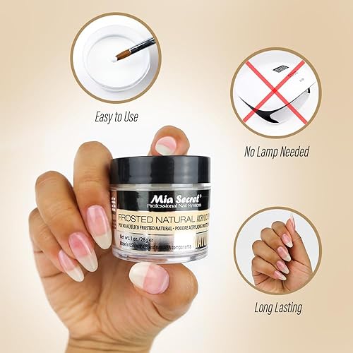 Miniatura 4 de Mia Secret Polvo acrílico natural esmerilado fabricado en Estados Unidos, varios tamaños (1 oz.)