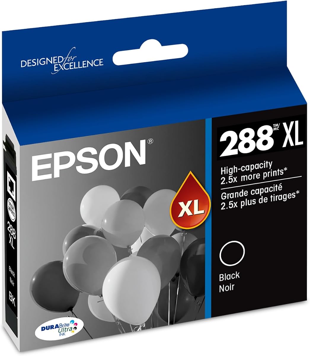 Epson 288XL Cartucho de tinta negro original de alta capacidad T288XL120 | Funciona con impresoras de inyección de tinta XP-330 XP-340 XP-430 XP-434 XP-440 XP-446