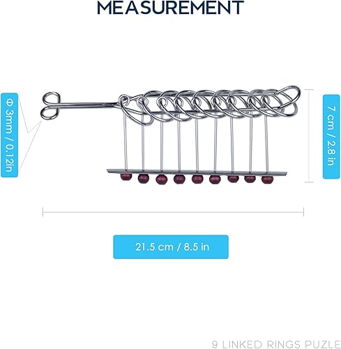 Miniatura 6 de KAILIMENG Rompecabezas de metal con 9 anillos enlazados, rompecabezas duro para adultos, juego mental para adultos y niños, juguete clásico de mano