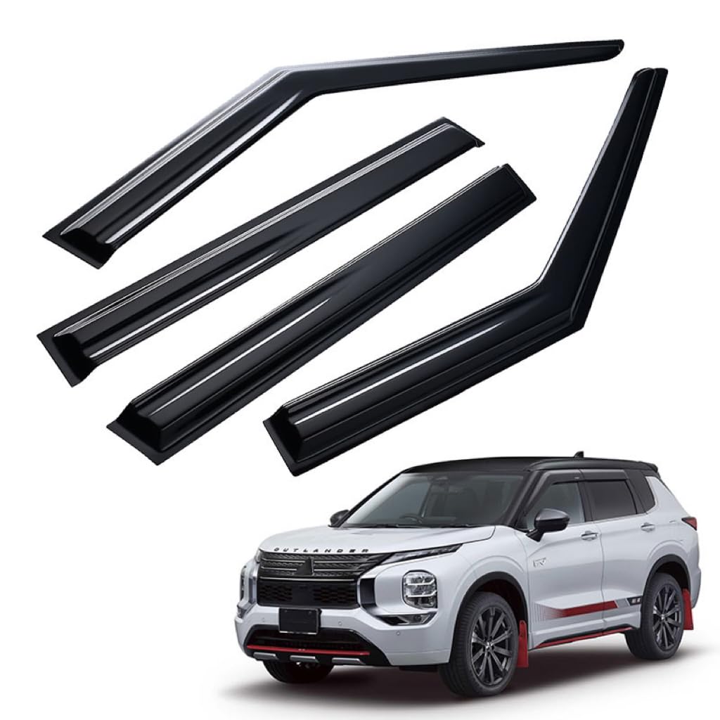 4-Piece Tape-on Rain Guards For 2022-2024 Mitsubishi Outlander - Smoke Black Window Deflectors & Visors
