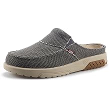 UPIShi Mens Arch Support Orthopedic Plantar Fasciitis Relief Slippers Canvas House Indoor Outdoor Slip On Loafers Non-Slip Casual Shoes
