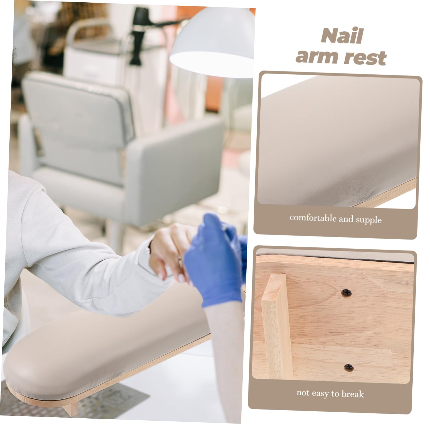 PartyKindom Poggiabraccio Morbida Khaki per Superficie Legno Cuoio e Manicure Liscia per Nail Art e Uso Domestico